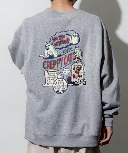 寬鬆版型背面印花圓領衛衣 / CATS GHOST