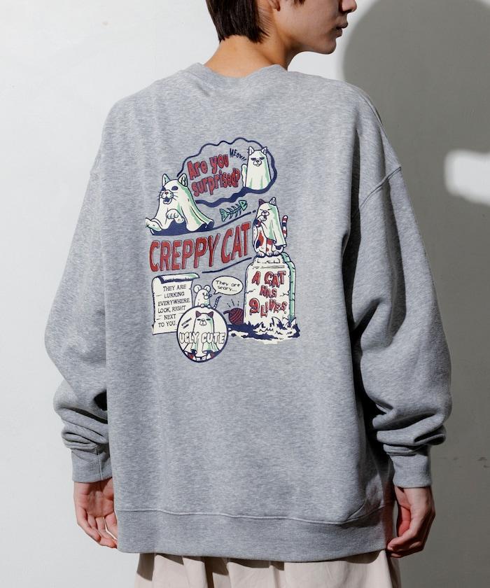 寬鬆版型背面印花圓領衛衣 / CATS GHOST