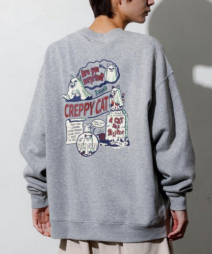 寬鬆版型背面印花圓領衛衣 / CATS GHOST