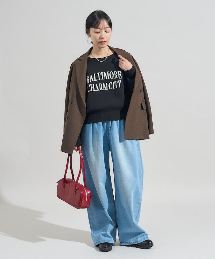 ＜有小個子尺碼＞加絨水洗牛仔休閒褲