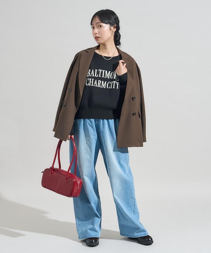 【可機洗】衛衣風格字母針織套頭衫