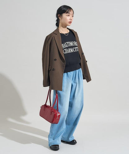 【可機洗】衛衣風格字母針織套頭衫