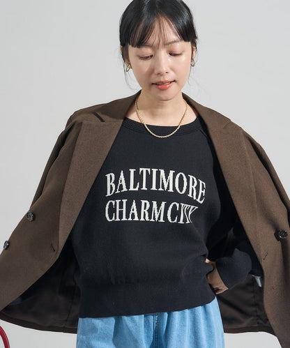 【可機洗】衛衣風格字母針織套頭衫