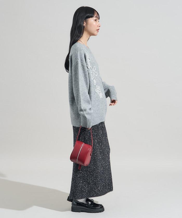 拼色 線繡花紋 針織套頭衫