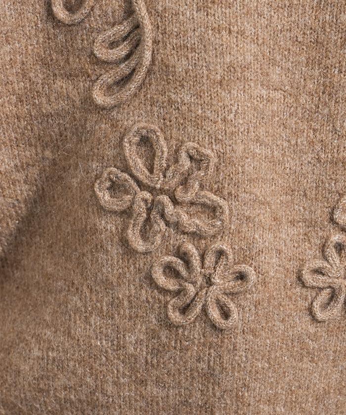 拼色 線繡花紋 針織套頭衫