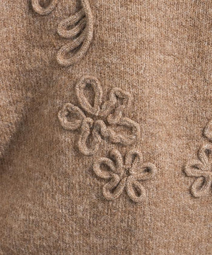 拼色 線繡花紋 針織套頭衫