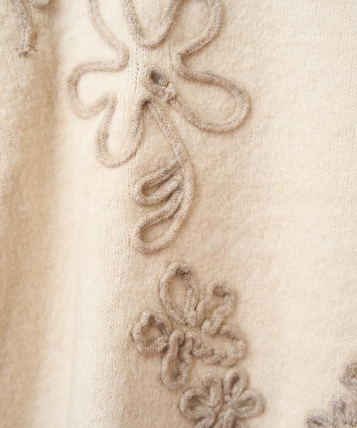 拼色 線繡花紋 針織套頭衫