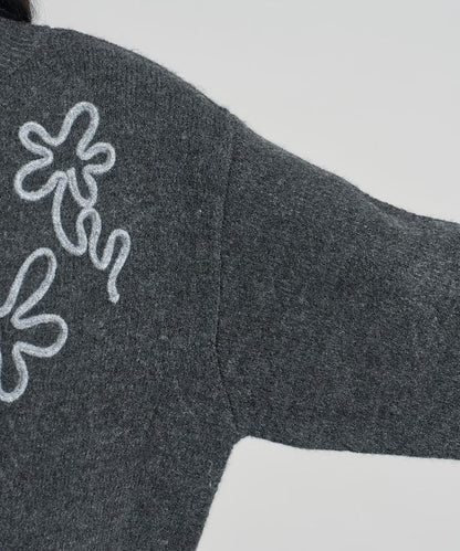 拼色 線繡花紋 針織套頭衫