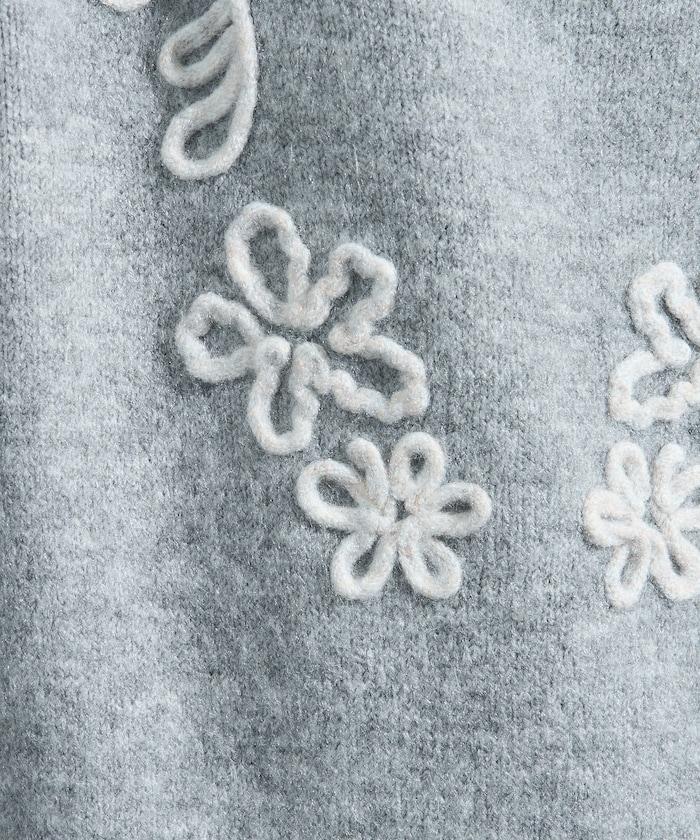 拼色 線繡花紋 針織套頭衫