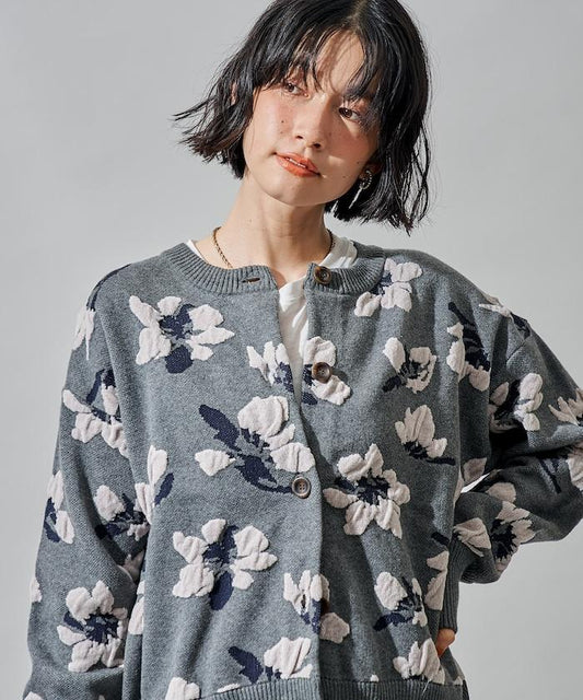 絨圈提花針織開衫