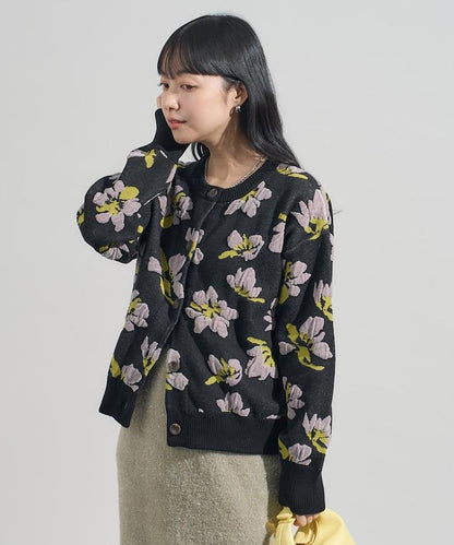 絨圈提花針織開衫