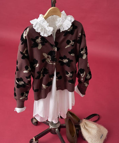 絨圈提花針織開衫