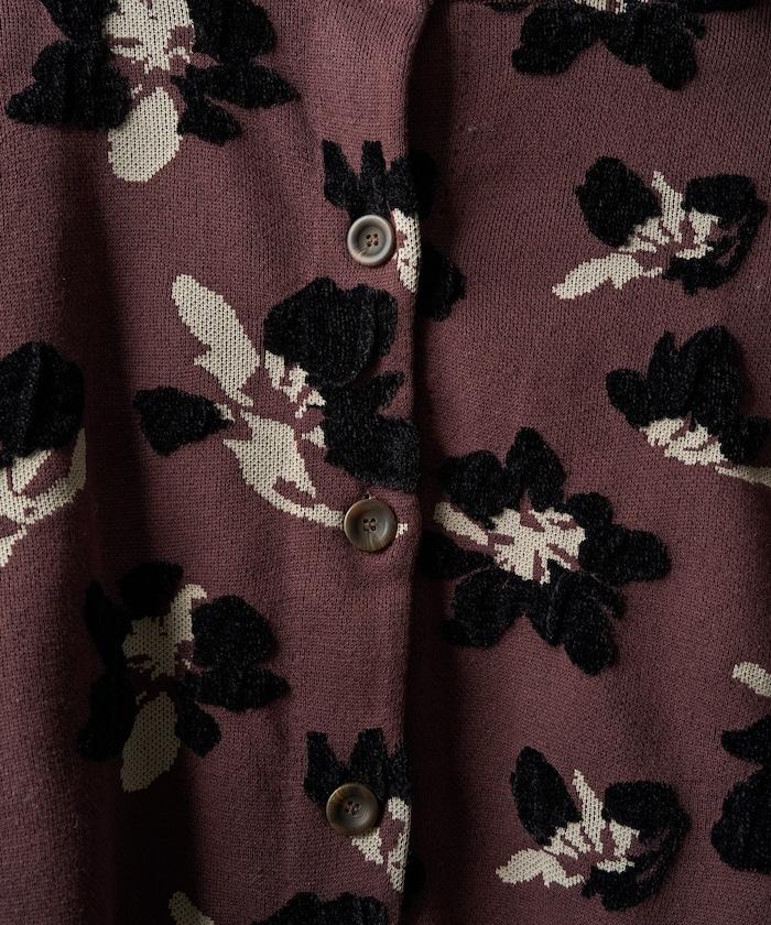 絨圈提花針織開衫