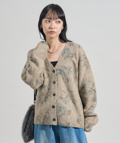 花卉印花針織開衫