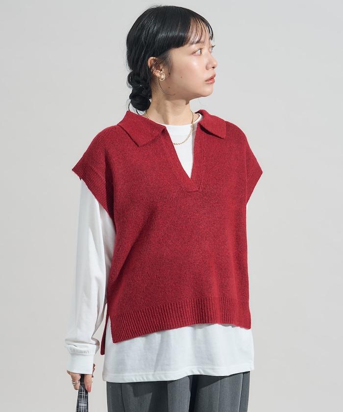 【套裝商品】V領針織背心套裝 含顏色