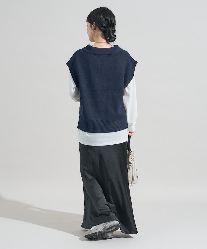 【套裝商品】V領針織背心套裝 含顏色