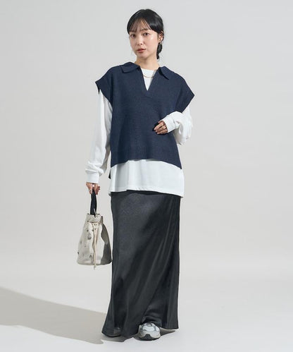 【套裝商品】V領針織背心套裝 含顏色