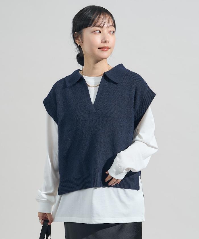 【套裝商品】V領針織背心套裝 含顏色