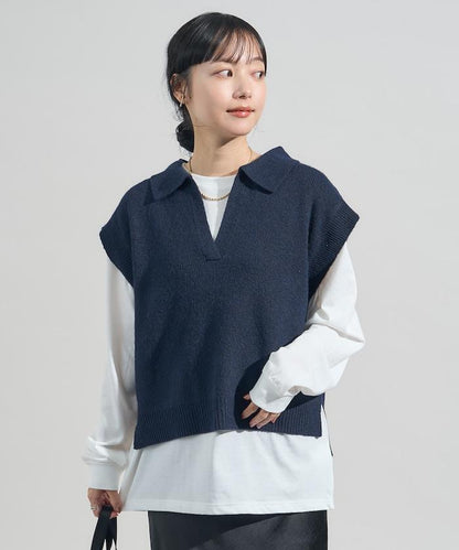 【套裝商品】V領針織背心套裝 含顏色