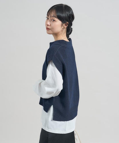 【套裝商品】V領針織背心套裝 含顏色