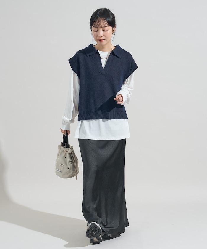 【套裝商品】V領針織背心套裝 含顏色