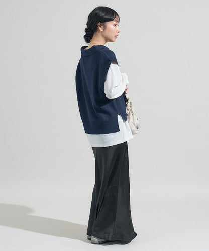 【套裝商品】V領針織背心套裝 含顏色