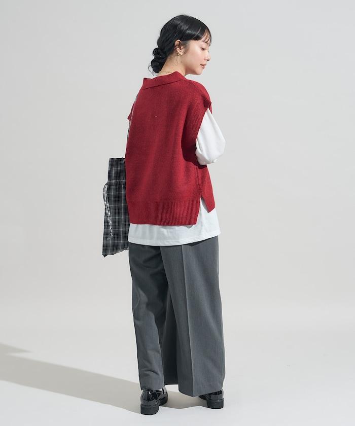 【套裝商品】V領針織背心套裝 含顏色