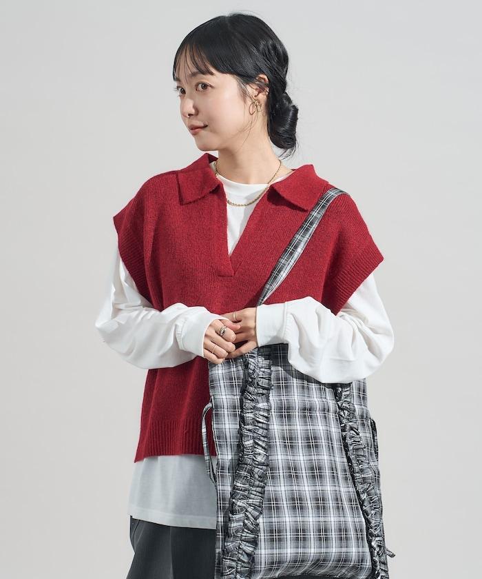 【套裝商品】V領針織背心套裝 含顏色