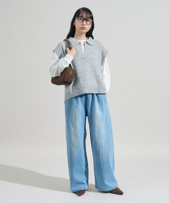 【套裝商品】V領針織背心套裝 含顏色