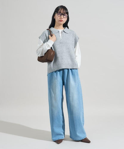 【套裝商品】V領針織背心套裝 含顏色