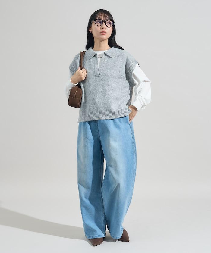 【套裝商品】V領針織背心套裝 含顏色