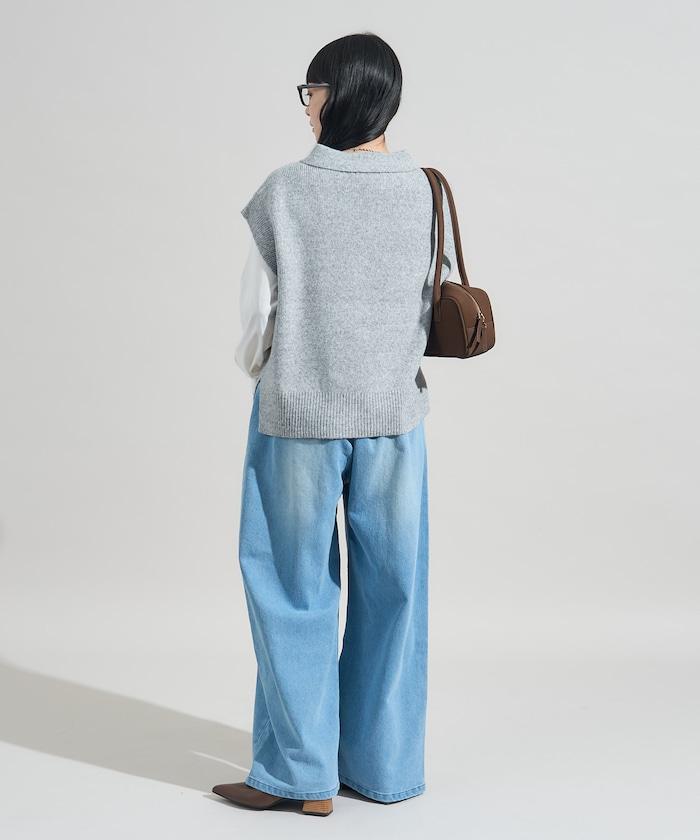 【套裝商品】V領針織背心套裝 含顏色