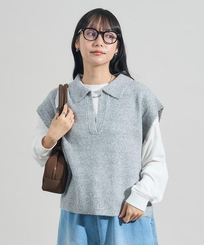 【套裝商品】V領針織背心套裝 含顏色