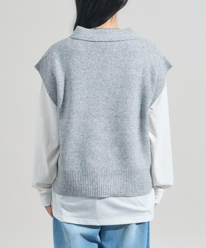 【套裝商品】V領針織背心套裝 含顏色