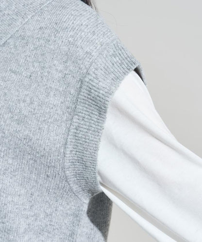 【套裝商品】V領針織背心套裝 含顏色