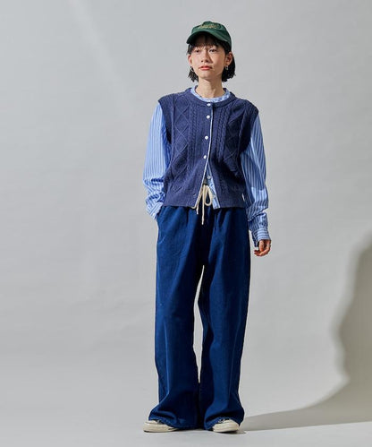 ＜有小個子尺碼＞加絨水洗牛仔休閒褲