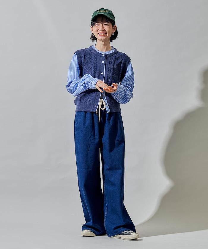 ＜有小個子尺碼＞加絨水洗牛仔休閒褲