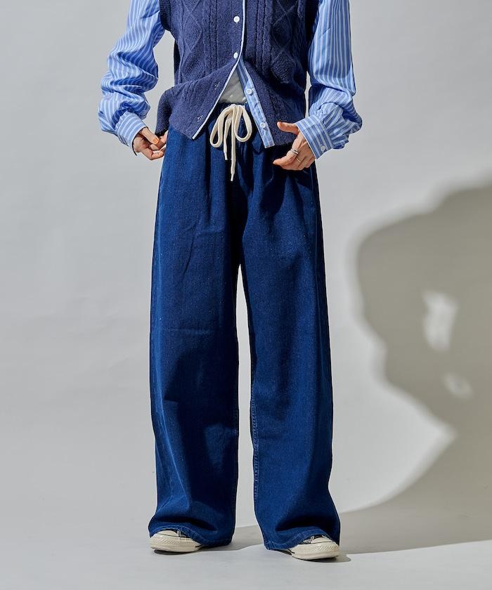 ＜有小個子尺碼＞加絨水洗牛仔休閒褲