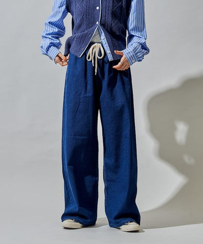 ＜有小個子尺碼＞加絨水洗牛仔休閒褲