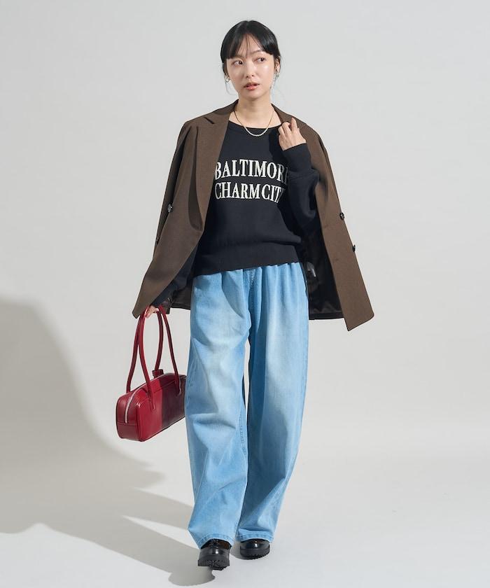 ＜有小個子尺碼＞加絨水洗牛仔休閒褲