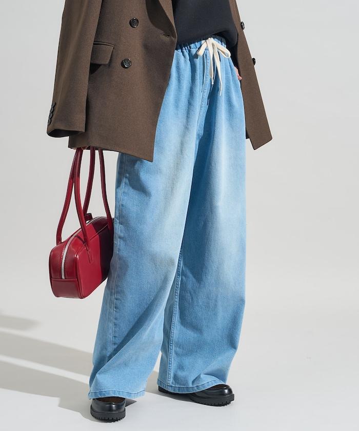 ＜有小個子尺碼＞加絨水洗牛仔休閒褲