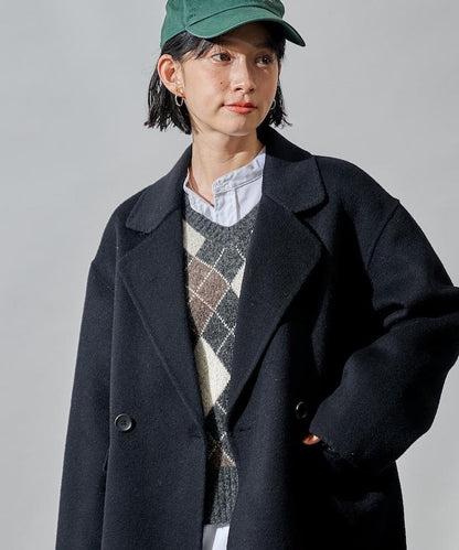 羊毛混紡雙面短外套