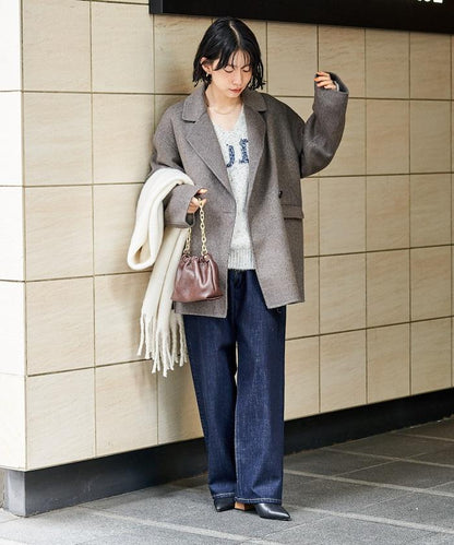 羊毛混紡雙面短外套