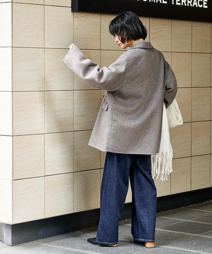 羊毛混紡雙面短外套