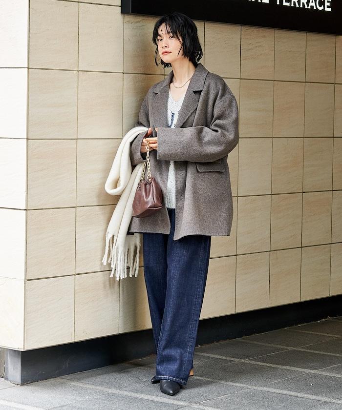 羊毛混紡雙面短外套