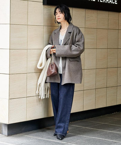 羊毛混紡雙面短外套