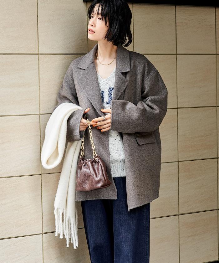 羊毛混紡雙面短外套