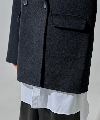 羊毛混紡雙面短外套