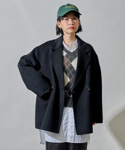 羊毛混紡雙面短外套