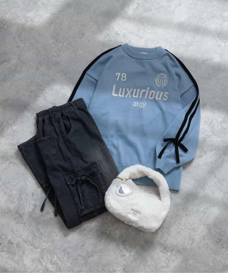 運動風混紡順滑寬鬆針織衫